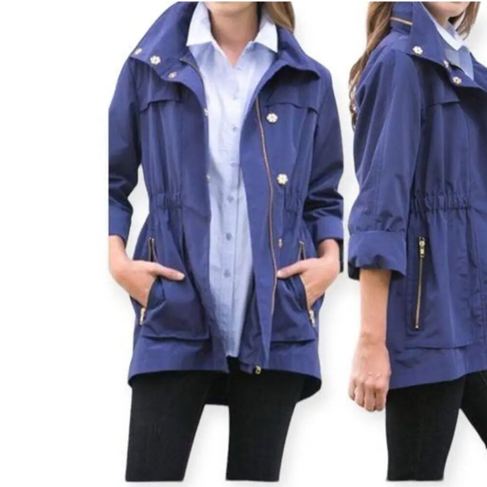 Seven 7 For All Mankind Womens Medium Full Zip Nylon Anorak Hooded Jacket